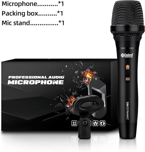 D Debra Audio D86 Wired Dynamic Microphone, Pro Cardioid Handheld Mic with Mic Clip and ON/Off Switch, Metal Vocal Karaoke Mic for Speaker, Karaoke Singing Machine, Amp, Mixer Audio in Kuwait