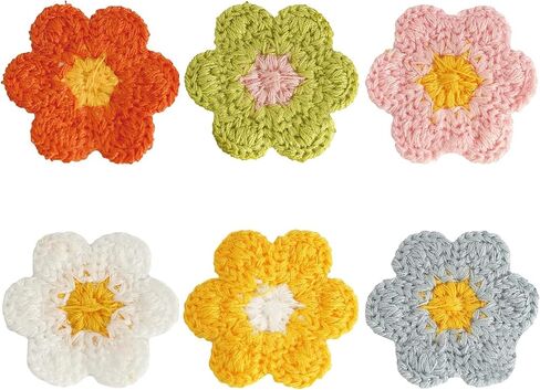 30Pcs Flower Patches, 6 Colors Daisy Sew On Embroidered Appliques, Cute Valentines to Crochet Flowers for Clothes Backpacks Jeans Hat Hair Clips Decorative Embroidered Appliqué Patches (1.96inch) in Saudi Arabia
