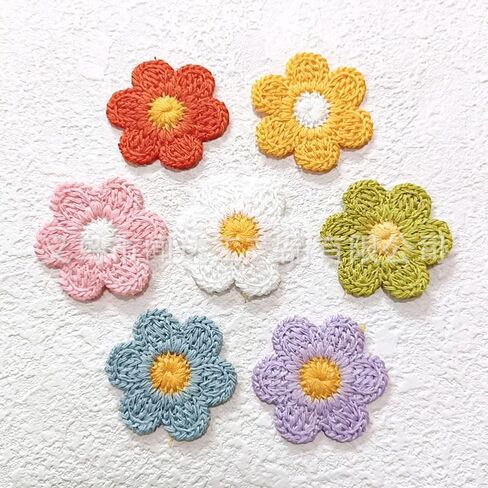 30Pcs Flower Patches, 6 Colors Daisy Sew On Embroidered Appliques, Cute Valentines to Crochet Flowers for Clothes Backpacks Jeans Hat Hair Clips Decorative Embroidered Appliqué Patches (1.96inch) in Saudi Arabia