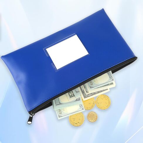 2 Pieces Money Bag for Cash Bank Deposit Money Bags with Zipper 11×6.2 in Security Zipper Wallet with Clear Window Cash Wallet Pouches with Label for Coins Cosmetics Invoice Bills Tools(Black & Blue) in Saudi Arabia