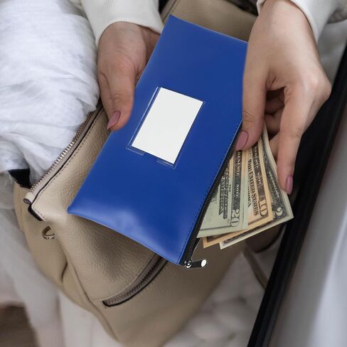 2 Pieces Money Bag for Cash Bank Deposit Money Bags with Zipper 11×6.2 in Security Zipper Wallet with Clear Window Cash Wallet Pouches with Label for Coins Cosmetics Invoice Bills Tools(Black & Blue) in Saudi Arabia