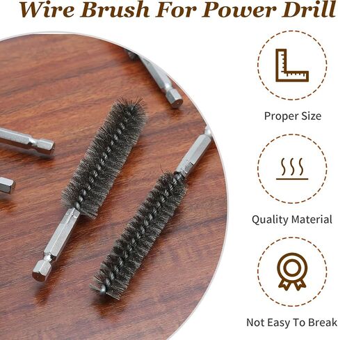 Stainless Steel Bore Brush Kit, 6 Pcs Wire Bore Brush Set in Different Sizes, Bore Cleaning Brush Set with Handle 1/4 Inch Hex Shank (0.8 cm, 1 cm, 1.2 cm, 1.5 cm, 1.7 cm, 1.9 cm) in Saudi Arabia
