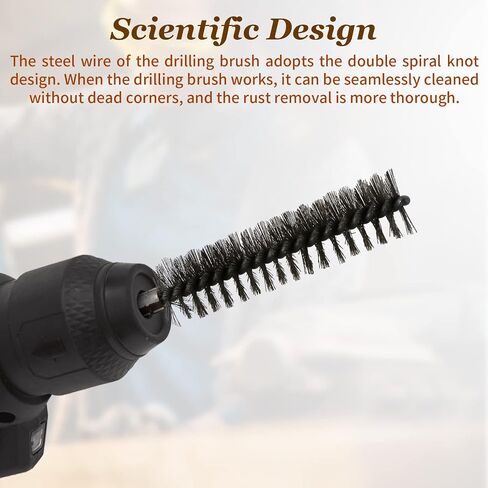 Stainless Steel Bore Brush Kit, 6 Pcs Wire Bore Brush Set in Different Sizes, Bore Cleaning Brush Set with Handle 1/4 Inch Hex Shank (0.8 cm, 1 cm, 1.2 cm, 1.5 cm, 1.7 cm, 1.9 cm) in Saudi Arabia