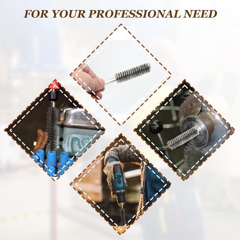 Stainless Steel Bore Brush Kit, 6 Pcs Wire Bore Brush Set in Different Sizes, Bore Cleaning Brush Set with Handle 1/4 Inch Hex Shank (0.8 cm, 1 cm, 1.2 cm, 1.5 cm, 1.7 cm, 1.9 cm) in Saudi Arabia