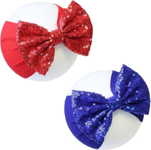 Black Sequin Bow Baby Headbands, White Big Bows for Baby Girls Hair Bow Baby Girl Elastic Wide Hairbands for Baby Girls Newborn and Infant Hair Accessories Unisex-Babies Gift in Saudi Arabia