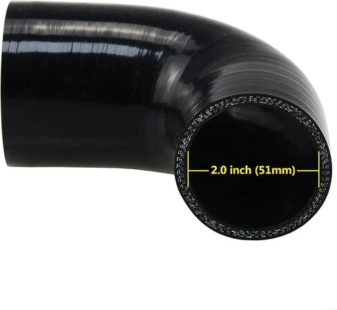 يوكريتيف 90 درجة الكوع 4 طبقات خرطوم سيليكون عالي الأداء مع مشبك T-Bolt 2.0 بوصة إلى 2.5 بوصة (51 مم إلى 63 مم) in Kuwait