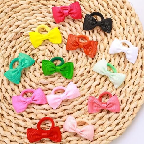 Aster 40Pcs Hair Bows for Toddler, Baby Hair Ties with Bows 2.5 Inch Elastic Ponytail Rubber, Elastic Girls Hair Bands Toddler Hair Accessories for Baby Girls, Multicolor in Saudi Arabia