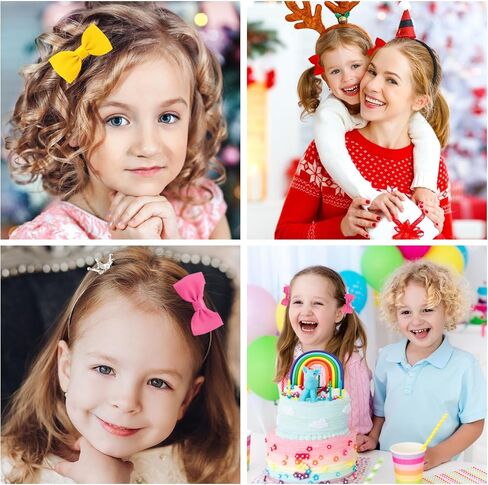 Aster 40Pcs Hair Bows for Toddler, Baby Hair Ties with Bows 2.5 Inch Elastic Ponytail Rubber, Elastic Girls Hair Bands Toddler Hair Accessories for Baby Girls, Multicolor in Saudi Arabia