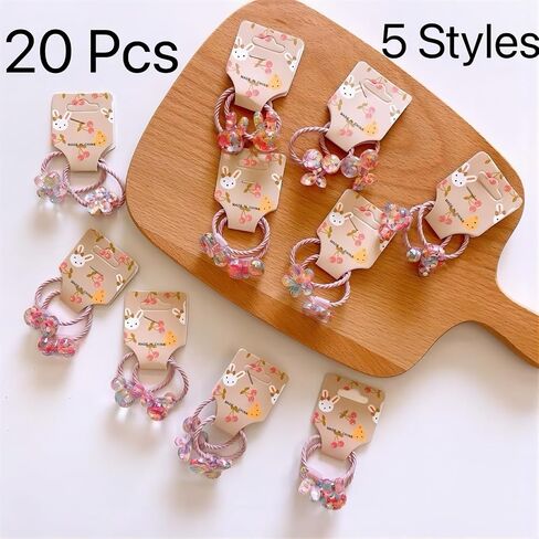 20 Pcs Hair Ties with Balls for Girls Toddlers Hair Ties 5 Styles Cute Candy Color Elastic Ponytail Holders for Kids Baby Hair Accessories Soft Bright Hair Bands for Girls,Toddlers ﻿ in Saudi Arabia