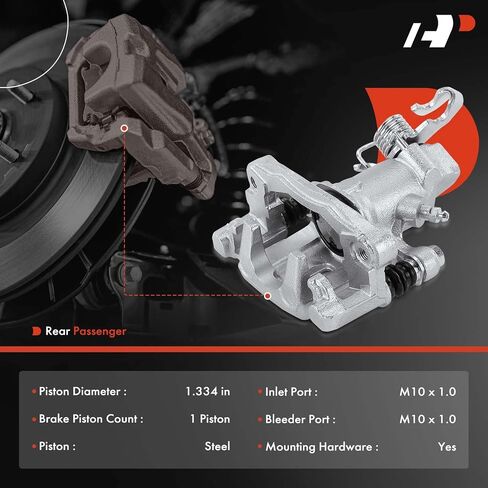 A-Premium Disc Brake Caliper Assembly Without Bracket Compatible with Hyundai Elantra 2001-2004, Tiburon 2003-2004 & Kia Spectra 2004 - Rear Right Passenger Side in Saudi Arabia