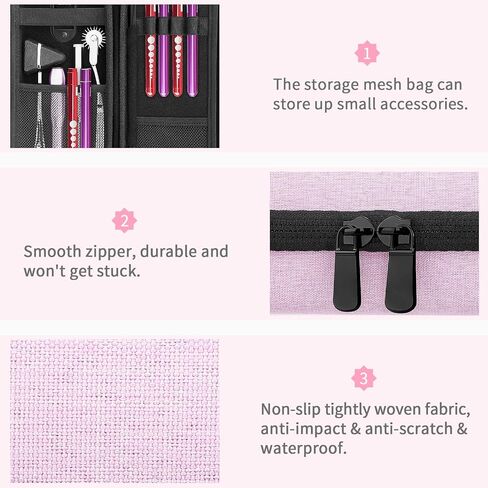YINKE Stethoscope Case for 3M Littmann Classic III/Cardiology IV/Lightweight II S.E. & MDF Acoustica Stethoscope, Hard Organizer Storage Bag for Nurses and Doctors Accessory (Pink) in Saudi Arabia