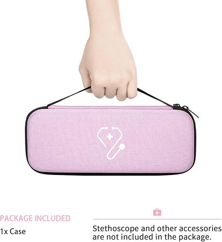 YINKE Stethoscope Case for 3M Littmann Classic III/Cardiology IV/Lightweight II S.E. & MDF Acoustica Stethoscope, Hard Organizer Storage Bag for Nurses and Doctors Accessory (Pink) in Saudi Arabia