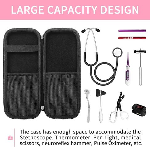 YINKE Stethoscope Case for 3M Littmann Classic III/Cardiology IV/Lightweight II S.E. & MDF Acoustica Stethoscope, Hard Organizer Storage Bag for Nurses and Doctors Accessory (Pink) in Saudi Arabia