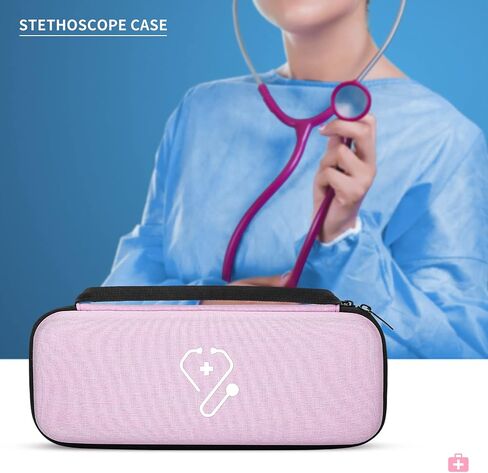 YINKE Stethoscope Case for 3M Littmann Classic III/Cardiology IV/Lightweight II S.E. & MDF Acoustica Stethoscope, Hard Organizer Storage Bag for Nurses and Doctors Accessory (Pink) in Saudi Arabia