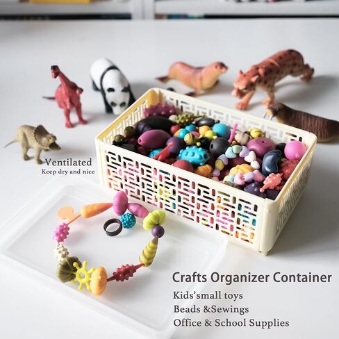3 Pack Foldable Small Plastic Snack Containers with Lids Mini Collapsible Storage Crates for Crafts,Pantry,Office,School,Kitchen,Table(7.5''x4.5''x2.8'') 1 Qt in Saudi Arabia