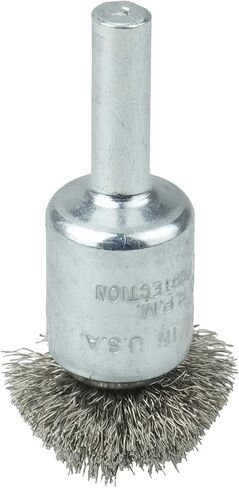 Weiler 10042 1" Circular Flared Crimped Wire End Brush.006" Stainless Steel Fill, Made in The USA in Saudi Arabia