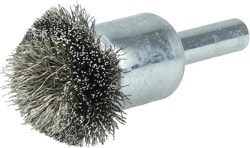 Weiler 10042 1" Circular Flared Crimped Wire End Brush.006" Stainless Steel Fill, Made in The USA in Saudi Arabia