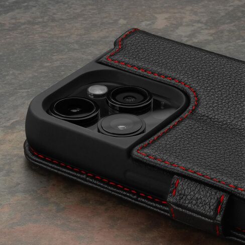 TORRO Premium Leather Case Compatible with iPhone 15 Pro Max 6.7" – Genuine Leather Wallet Flip Folio Case with Kickstand and Card Slots (Compatible with Official MagSafe Chargers) - Black in Saudi Arabia