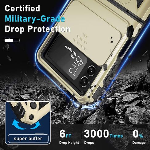 جراب Janmitta لهاتف Samsung Galaxy Z Flip 4 مدمج بغطاء عدسة كاميرا منزلق + حماية المفصلات + مسند ثابت بحلقة الإصبع، غطاء هاتف واقٍ لكامل الجسم مقاوم للصدمات شديد التحمل، 2022 أرجواني بناتي in Kuwait