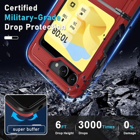 Janmitta Samsung Galaxy Z Flip 4 Case Built in Slide Camera Lens Cover+Hinge Protection+Finger Ring Stable Kickstand, Heavy Duty Shockproof Full Body Protective Phone Cover,2022 Blue in Saudi Arabia