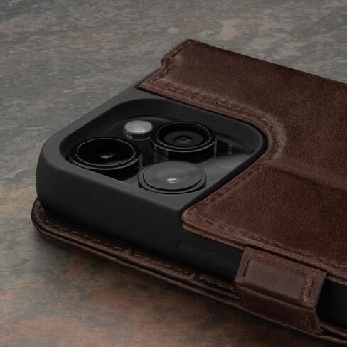 TORRO Premium Leather Case Compatible with iPhone 15 Pro Max 6.7" – Genuine Leather Wallet Flip Folio Case with Kickstand and Card Slots (Compatible with Official MagSafe Chargers) - Black in Saudi Arabia
