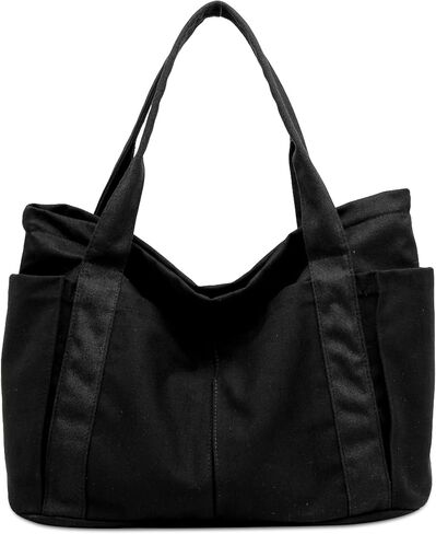 BAPHITY Large Canvas Tote Bag for Women With Pockets,Shoulder Bag Everyday Handbags for Work, Travel Essentials Carry On Bag in Saudi Arabia