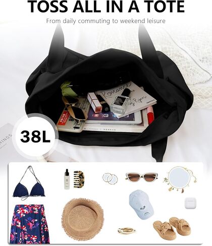 BAPHITY Large Canvas Tote Bag for Women With Pockets,Shoulder Bag Everyday Handbags for Work, Travel Essentials Carry On Bag in Saudi Arabia