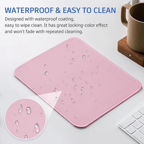 Pink Mouse Pad, Nice and Cute Mouse Pad, Splash-Proof Textured 10.2 x 8.2Inch, Stitched Edge Non-Slip Waterproof Rubber Mouse Pad in Saudi Arabia