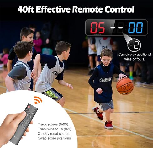 لوحة نتائج رقمية ومؤقت وساعة مقاس 15.2 بوصة، لون LED متغير، لوحة نتائج إلكترونية على الطاولة مع جهاز تحكم عن بعد، حافظة نتائج للألعاب/ثقب الذرة/بينج بونج/الكرة الطائرة/رياضات تنس الطاولة in Kuwait