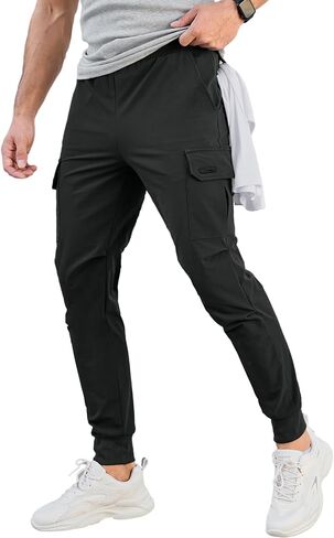 Men's Cargo Joggers Pants Casual Sweatpants with Pockets Mens Athletic Tapered Leg Pants in Saudi Arabia