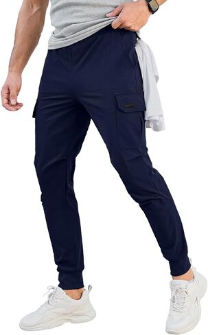 Men's Cargo Joggers Pants Casual Sweatpants with Pockets Mens Athletic Tapered Leg Pants in Saudi Arabia