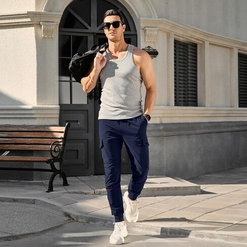 Men's Cargo Joggers Pants Casual Sweatpants with Pockets Mens Athletic Tapered Leg Pants in Saudi Arabia