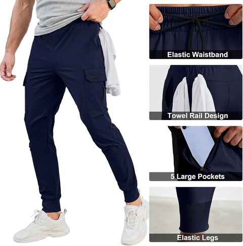 Men's Cargo Joggers Pants Casual Sweatpants with Pockets Mens Athletic Tapered Leg Pants in Saudi Arabia
