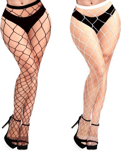 Womens Fishnets Sexy Fishnet Tights High Waist Fishnet Pantyhose Mesh Fishnet Stockings 2 Pack, XL Hole in Saudi Arabia