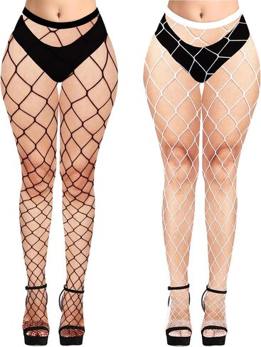 Womens Fishnets Sexy Fishnet Tights High Waist Fishnet Pantyhose Mesh Fishnet Stockings 2 Pack, XL Hole in Saudi Arabia