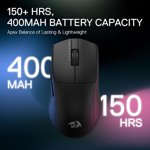 Redragon M916 PRO 3-Mode Wireless Gaming Mouse, 49G Ultra-Light 26K DPI Gamer Mouse w/Ergonomic Natural Grip Build, Full Programmable Buttons, Software Supports DIY Keybinds & DPI in Saudi Arabia