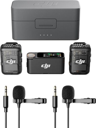 DJI Mic 2 - All-in-One Professional Wireless Microphone System - Includes 2 Transmitters, 1 Receiver with Charging Case and Two Condenser Lavalier Microphones - Bluetooth Recording, iPhone, Android in Saudi Arabia