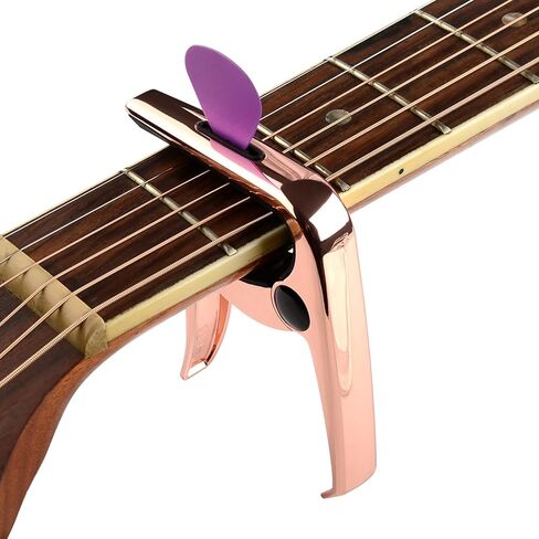 Geekria 3IN1 Guitar Capo, Zinc Alloy Metal Capo for Acoustic and Electric Guitars, Ukulele, Mandolin, Classical Guitar Accessories (Rose Gold) in Saudi Arabia