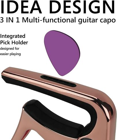 Geekria 3IN1 Guitar Capo, Zinc Alloy Metal Capo for Acoustic and Electric Guitars, Ukulele, Mandolin, Classical Guitar Accessories (Rose Gold) in Saudi Arabia