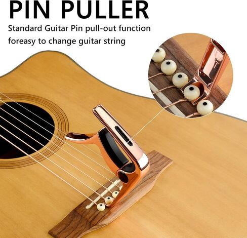 Geekria 3IN1 Guitar Capo, Zinc Alloy Metal Capo for Acoustic and Electric Guitars, Ukulele, Mandolin, Classical Guitar Accessories (Rose Gold) in Saudi Arabia