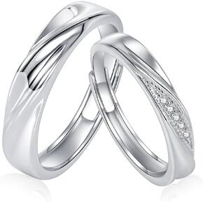 Vxddy Promise Rings for Couples Matching Couple Ring Cross Love River S925 Sterling Silver Adjustable Him and Her Engagement Marry Wedding Band Cute Gifts, Precious Metal, Cubic Zirconia in Kuwait