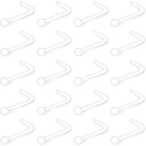 Ruifan 22G Clear Bioflex L Shaped Nose Ring Stud Retainer Body Jewelry Piercing Top Ball 2mm 2.5 3mm 20-30PCS