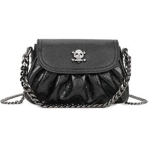 Skull Handbags Purse Women Satchel Crossbody Bag Goth Chain Shoulder Bag Small Tote Hobo Bags Flap Zip Phone Bag