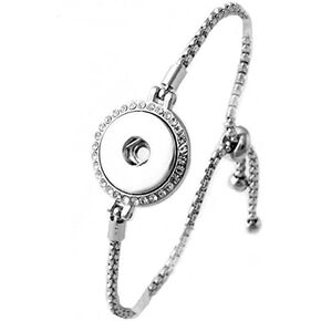 Interchangeable 18-20mm Snap Jewelry Adjustable Slider Strand Bracelet - Rhinestone Halo My Prime Gifts