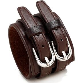 Xusamss Punk Jewelry Wristband Belt Buckle Bracelet Wide Leather Armband Cuff Bracelet
