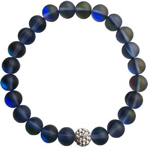 Hope Inspired Mystic Mermaid Glass Friendship Bracelet with 8 mm Grey Moonstone Beads that Dazzle in the Light - Grey