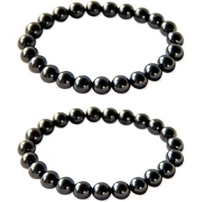 Shungite Bracelets Set | Big Tumbled Bracelets Shungite Jewelry for Men and Women | Authentic Gemstone Jewelry | Crystal Healing and Protection High Positive Energy Bracelet