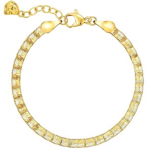 MTMY Gold Chain Bracelet for Women,18K Gold Vacuum Plated Dainty Adjustable Link Bracelet Snake Chain/Beads Chain/Heart Chain/Paperclip Chain Bracelet Jewelry Gift