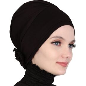 Aisha's Design Instant Turban 95% Cotton Scarf Head Wrap Scarfs For Women Hat Small Rose Detail