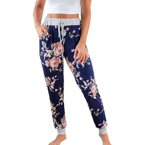 Women's Jogger Pants Drawstring Elastic Waist Lounge Pants Floral Print Yoga Boho Trousers in Kuwait